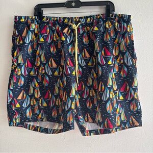 Club Room Navy Sailboat Print Swim Trunks